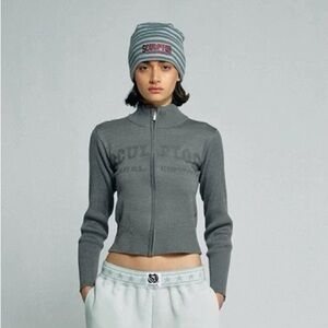 cotton full zip sweater